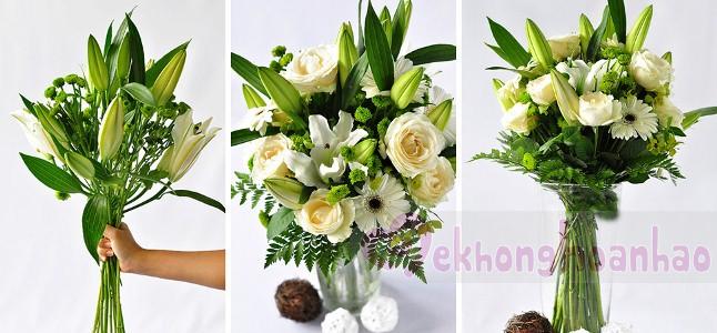Bí quyết “sở hữu” lọ hoa đẹp sang trọng trong tích tắc với hoa ly và hoa hồng trắng