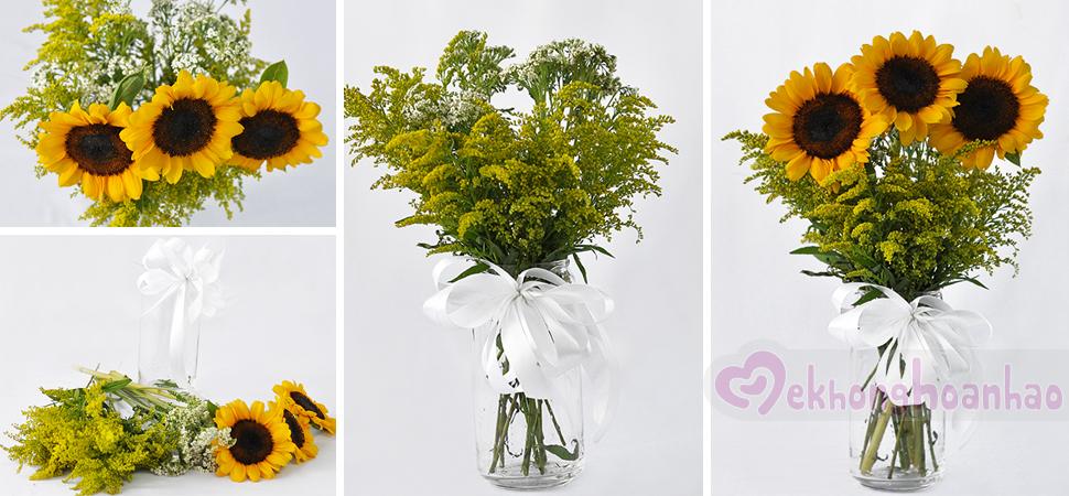 Bạn đã biết cách cắm một lọ hoa hướng dương để bàn chưa?