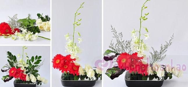 Thử ngay cách cắm hoa Nhật Bản đơn giản với hoa lan, hoa hồng và hoa đồng tiền